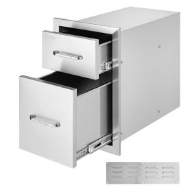 VEVOR Outdoor Kitchen Drawers 13" W x 20.5" H x 21" D, Flush Mount Double BBQ Access Drawers with Stainless Steel Handle