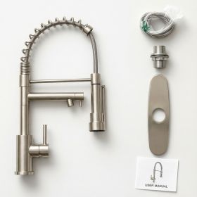 Touch Kitchen Faucet With Pull Down Sprayer, Single Handle Stainless Steel Spring Neck Kitchen Faucet, 2 Function Spray Head, Single Hole Install (Option: 1)