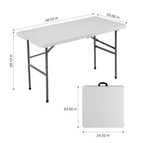 Folding Table Outdoor Indoor Heavy Duty Portable Table with Carrying Handle for Camping Picnic Party (Option: 4ft)