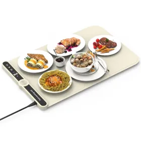 Silicone Food Warming Mat With 9 Temperature Levels 6Hrs Timer Child Lock Auto Shut Off Roll-Up Electric Warming Tray For Party Buffet Gathering (Option: 6Plate)