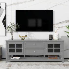 TV Stand For TVs Up To 60'', Entertainment Center With Multifunctional Storage Space, TV Cabinet With Modern Design, Media Console For Living Roo (Option: Grey)