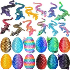 12 Pack 3D Printed Dragon Eggs With Dragon Inside Mystery Dragon Toy Set Articulated Fantasy Animal Fidget Toys For Kids And Adults (Option: Multi Color)