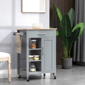 Compact Kitchen Island Cart on Wheels, Rolling Utility Trolley Cart Grey-AS (Option: As picture)