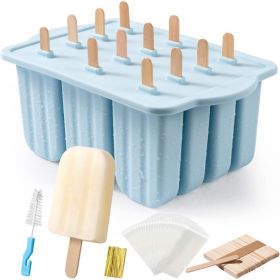 Popsicle Moulds, MEETRUE 12-piece Silicone Popsicle Mould Set - Easy To Remove, BPA-free Popsicle Moulds, Popsicle Moulds, Homemade Popsicle Make (Option: Blue)