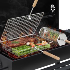Grill Basket Set, BBQ Accessories For Camping & Outdoor Cooking (Option: Silver)