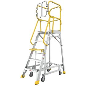 5 Step 375lbs Aluminum Rolling Platform Ladder (Option: Silver)