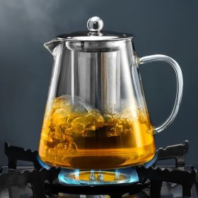 950 ML High Borosilicate Heat-resistant Glass Tea Pot Transparent Gongfu Tea Set Stainless Steel Filter Flower Tea Pot (Option: 950 ml)
