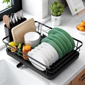 Dish Drying Rack For Kitchen Counter, 12W X 15.5L, Black Stainless Steel Sink Organization, Cutlery Holder, Home (Option: Black)