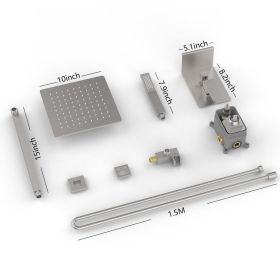 Rain Shower System With Storage Rack, 10-inch Shower Faucet Set, Brushed Nickel Finish, High-pressure Square Shower Head, Luxury Wall-mounted Sho (Option: 1)